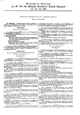 Königlich Preußischer Staats-Anzeiger (Allgemeine preußische Staats-Zeitung) Sonntag 16. Juli 1865