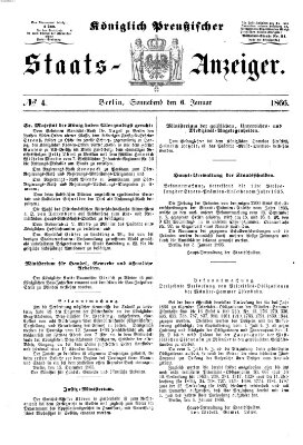 Königlich Preußischer Staats-Anzeiger (Allgemeine preußische Staats-Zeitung) Samstag 6. Januar 1866