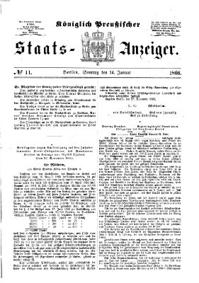 Königlich Preußischer Staats-Anzeiger (Allgemeine preußische Staats-Zeitung) Sonntag 14. Januar 1866