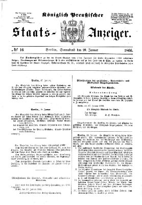 Königlich Preußischer Staats-Anzeiger (Allgemeine preußische Staats-Zeitung) Samstag 20. Januar 1866