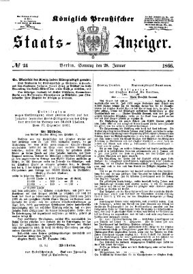 Königlich Preußischer Staats-Anzeiger (Allgemeine preußische Staats-Zeitung) Sonntag 28. Januar 1866