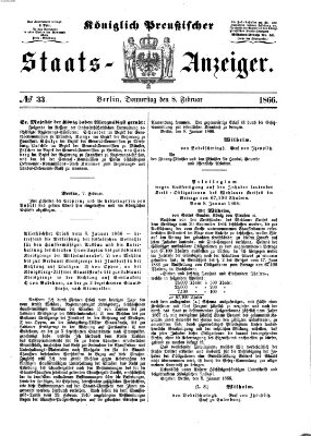 Königlich Preußischer Staats-Anzeiger (Allgemeine preußische Staats-Zeitung) Donnerstag 8. Februar 1866