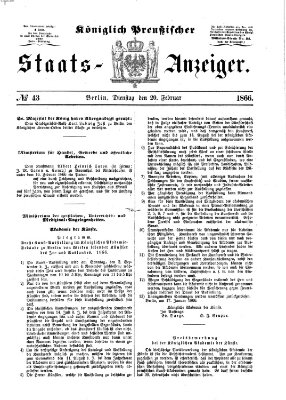 Königlich Preußischer Staats-Anzeiger (Allgemeine preußische Staats-Zeitung) Dienstag 20. Februar 1866