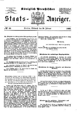 Königlich Preußischer Staats-Anzeiger (Allgemeine preußische Staats-Zeitung) Mittwoch 28. Februar 1866