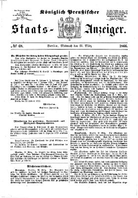 Königlich Preußischer Staats-Anzeiger (Allgemeine preußische Staats-Zeitung) Mittwoch 21. März 1866