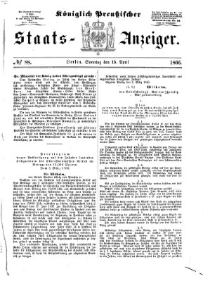 Königlich Preußischer Staats-Anzeiger (Allgemeine preußische Staats-Zeitung) Sonntag 15. April 1866