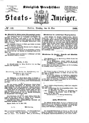 Königlich Preußischer Staats-Anzeiger (Allgemeine preußische Staats-Zeitung) Dienstag 15. Mai 1866