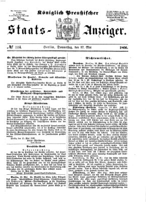 Königlich Preußischer Staats-Anzeiger (Allgemeine preußische Staats-Zeitung) Donnerstag 17. Mai 1866