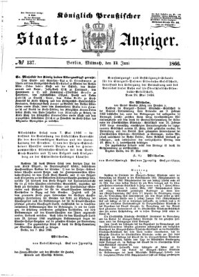 Königlich Preußischer Staats-Anzeiger (Allgemeine preußische Staats-Zeitung) Mittwoch 13. Juni 1866