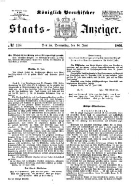 Königlich Preußischer Staats-Anzeiger (Allgemeine preußische Staats-Zeitung) Donnerstag 14. Juni 1866