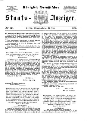 Königlich Preußischer Staats-Anzeiger (Allgemeine preußische Staats-Zeitung) Samstag 16. Juni 1866