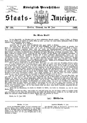 Königlich Preußischer Staats-Anzeiger (Allgemeine preußische Staats-Zeitung) Mittwoch 20. Juni 1866