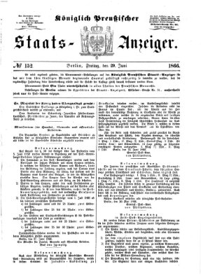 Königlich Preußischer Staats-Anzeiger (Allgemeine preußische Staats-Zeitung) Freitag 29. Juni 1866