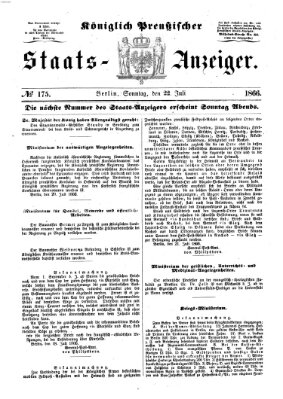 Königlich Preußischer Staats-Anzeiger (Allgemeine preußische Staats-Zeitung) Sonntag 22. Juli 1866