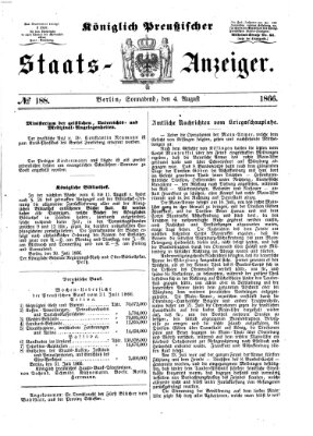 Königlich Preußischer Staats-Anzeiger (Allgemeine preußische Staats-Zeitung) Samstag 4. August 1866