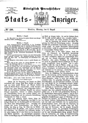 Königlich Preußischer Staats-Anzeiger (Allgemeine preußische Staats-Zeitung) Montag 6. August 1866