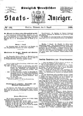 Königlich Preußischer Staats-Anzeiger (Allgemeine preußische Staats-Zeitung) Mittwoch 8. August 1866