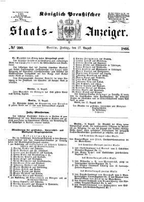 Königlich Preußischer Staats-Anzeiger (Allgemeine preußische Staats-Zeitung) Freitag 17. August 1866