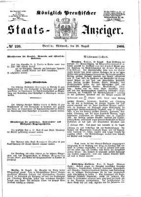 Königlich Preußischer Staats-Anzeiger (Allgemeine preußische Staats-Zeitung) Mittwoch 29. August 1866