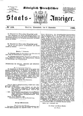 Königlich Preußischer Staats-Anzeiger (Allgemeine preußische Staats-Zeitung) Samstag 8. September 1866