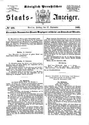 Königlich Preußischer Staats-Anzeiger (Allgemeine preußische Staats-Zeitung) Freitag 21. September 1866