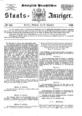Königlich Preußischer Staats-Anzeiger (Allgemeine preußische Staats-Zeitung) Mittwoch 26. September 1866
