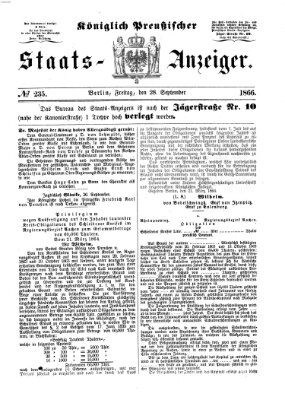 Königlich Preußischer Staats-Anzeiger (Allgemeine preußische Staats-Zeitung) Freitag 28. September 1866