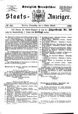 Königlich Preußischer Staats-Anzeiger (Allgemeine preußische Staats-Zeitung) Donnerstag 4. Oktober 1866