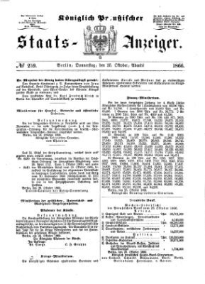 Königlich Preußischer Staats-Anzeiger (Allgemeine preußische Staats-Zeitung) Donnerstag 25. Oktober 1866