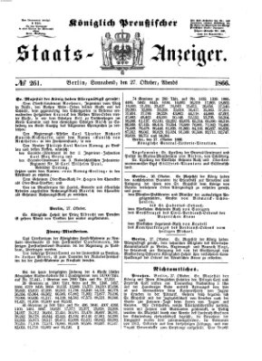 Königlich Preußischer Staats-Anzeiger (Allgemeine preußische Staats-Zeitung) Samstag 27. Oktober 1866