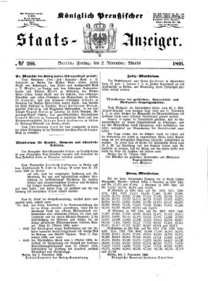 Königlich Preußischer Staats-Anzeiger (Allgemeine preußische Staats-Zeitung) Freitag 2. November 1866