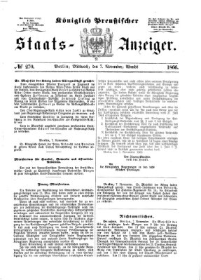 Königlich Preußischer Staats-Anzeiger (Allgemeine preußische Staats-Zeitung) Mittwoch 7. November 1866