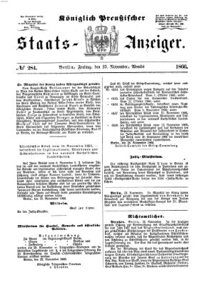 Königlich Preußischer Staats-Anzeiger (Allgemeine preußische Staats-Zeitung) Freitag 23. November 1866