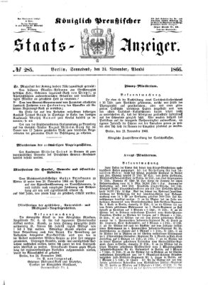 Königlich Preußischer Staats-Anzeiger (Allgemeine preußische Staats-Zeitung) Samstag 24. November 1866