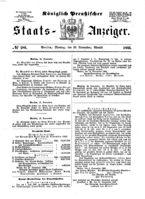 Königlich Preußischer Staats-Anzeiger (Allgemeine preußische Staats-Zeitung) Montag 26. November 1866