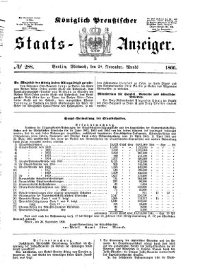 Königlich Preußischer Staats-Anzeiger (Allgemeine preußische Staats-Zeitung) Mittwoch 28. November 1866