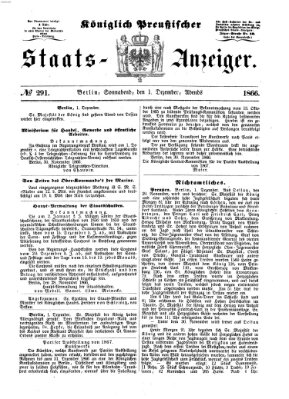 Königlich Preußischer Staats-Anzeiger (Allgemeine preußische Staats-Zeitung) Samstag 1. Dezember 1866