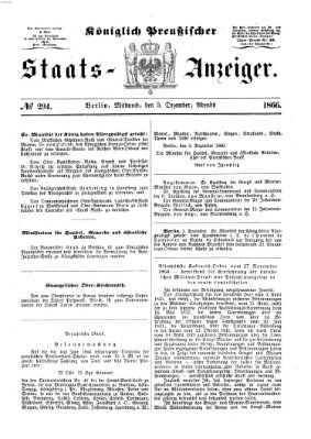 Königlich Preußischer Staats-Anzeiger (Allgemeine preußische Staats-Zeitung) Mittwoch 5. Dezember 1866