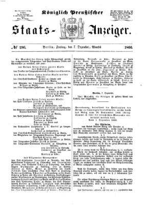 Königlich Preußischer Staats-Anzeiger (Allgemeine preußische Staats-Zeitung) Freitag 7. Dezember 1866