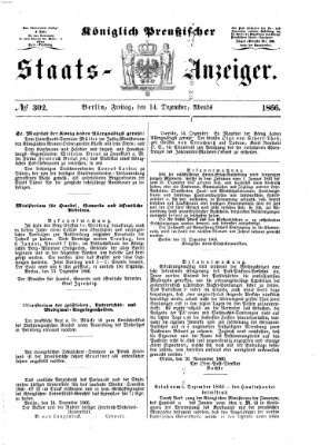 Königlich Preußischer Staats-Anzeiger (Allgemeine preußische Staats-Zeitung) Freitag 14. Dezember 1866