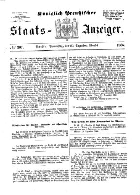 Königlich Preußischer Staats-Anzeiger (Allgemeine preußische Staats-Zeitung) Donnerstag 20. Dezember 1866