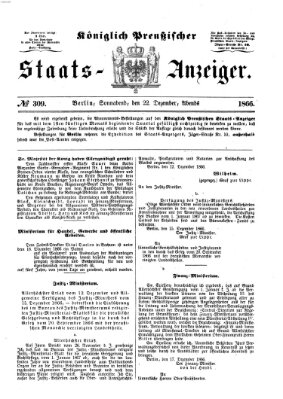 Königlich Preußischer Staats-Anzeiger (Allgemeine preußische Staats-Zeitung) Samstag 22. Dezember 1866