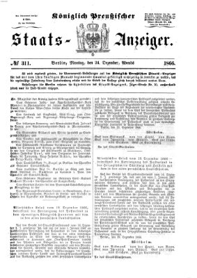 Königlich Preußischer Staats-Anzeiger (Allgemeine preußische Staats-Zeitung) Montag 24. Dezember 1866