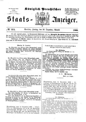 Königlich Preußischer Staats-Anzeiger (Allgemeine preußische Staats-Zeitung) Freitag 28. Dezember 1866