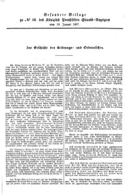 Königlich Preußischer Staats-Anzeiger (Allgemeine preußische Staats-Zeitung) Samstag 19. Januar 1867