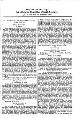 Königlich Preußischer Staats-Anzeiger (Allgemeine preußische Staats-Zeitung) Samstag 30. November 1867