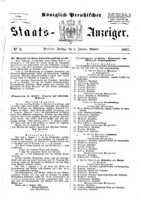 Königlich Preußischer Staats-Anzeiger (Allgemeine preußische Staats-Zeitung) Freitag 4. Januar 1867