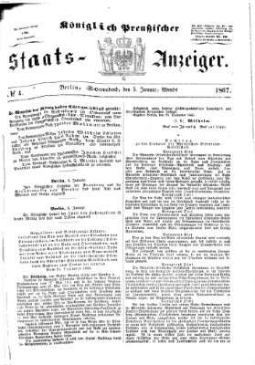 Königlich Preußischer Staats-Anzeiger (Allgemeine preußische Staats-Zeitung) Samstag 5. Januar 1867