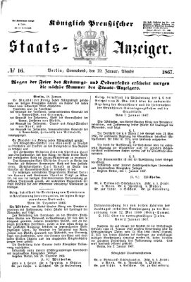 Königlich Preußischer Staats-Anzeiger (Allgemeine preußische Staats-Zeitung) Samstag 19. Januar 1867