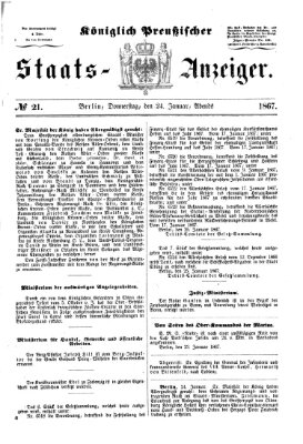 Königlich Preußischer Staats-Anzeiger (Allgemeine preußische Staats-Zeitung) Donnerstag 24. Januar 1867